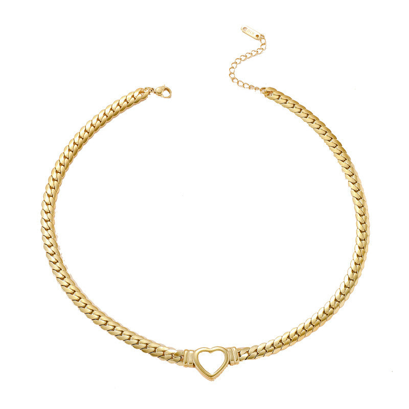 Wholesale Heart Shaped Titanium Steel Necklace Snake Bone Chain Clavicle Chain